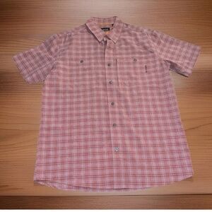 Orvis Men’s Red White Plaid Button Up Shirt Active Fit M Outdoors Fishing Hiking